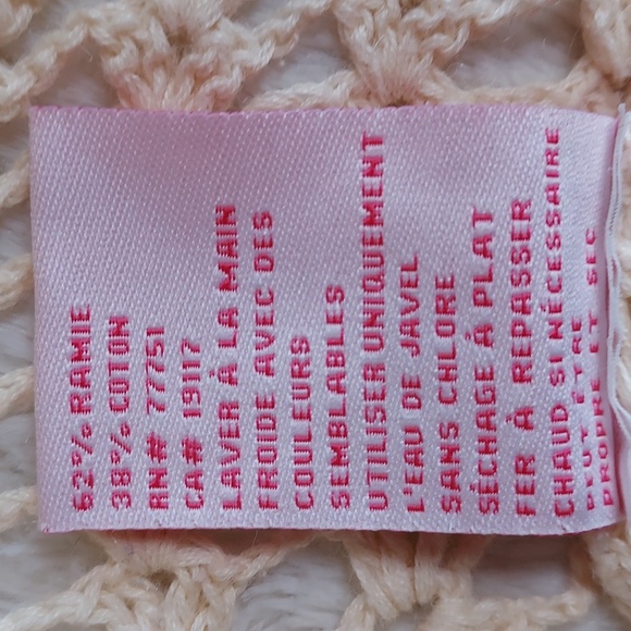 Vintage Betsey Johnson Ivory Crochet Knit Short Sleeve Cropped Cardigan Size L - Picture 8 of 8